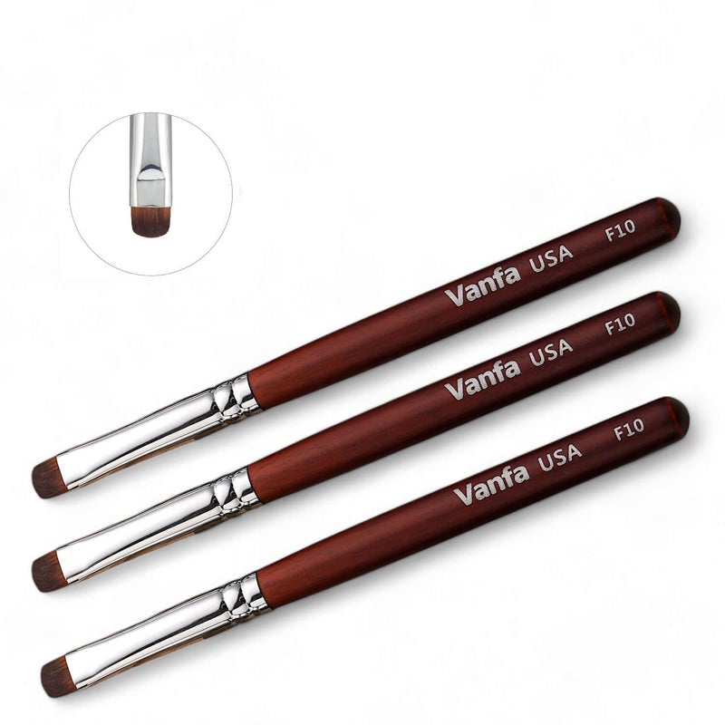 Vanfa French Brush for Nails, Clean up brush for Gel Nail Polish (F10 - Pack of 3) - Image 1